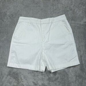 Gloria Vanderbilt Womens White Cotton Blend Chino Shorts Sz 10 a1571